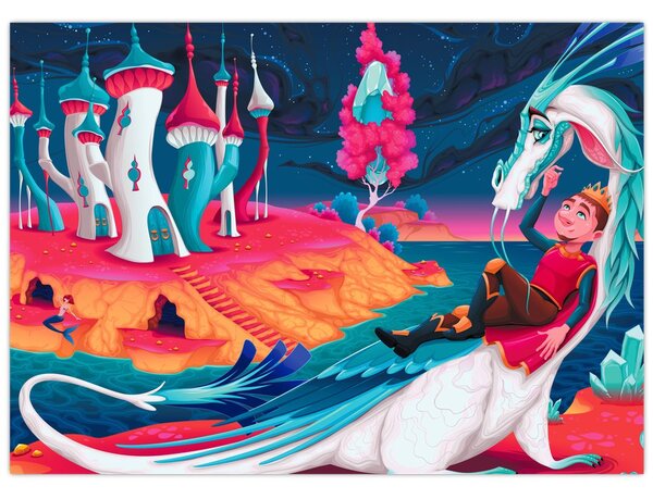 Obraz - Princ a dračia princezná (70x50 cm)