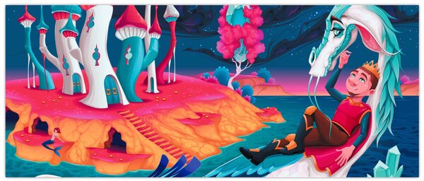 Obraz - Princ a dračia princezná (120x50 cm)