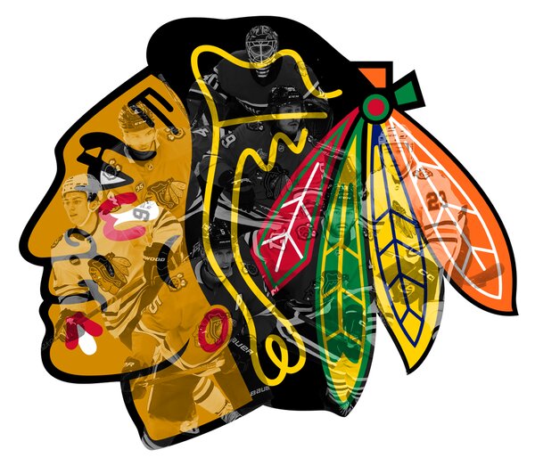 Farebný HDF obraz logo Chicago Blackhawks