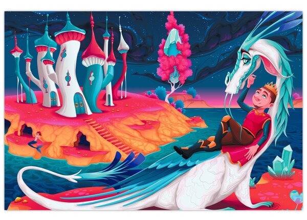 Obraz - Princ a dračia princezná (90x60 cm)