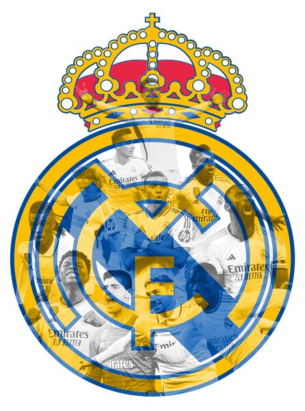 Farebný HDF obraz logo Real Madrid - súčasní hráči