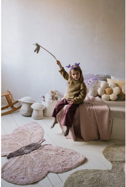 Svetloružovo-béžový prateľný ručne tkaný bavlnený detský koberec 90x120 cm Baby Butterfly – Lorena Canals