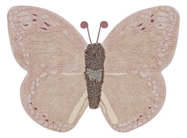 Svetloružovo-béžový prateľný ručne tkaný bavlnený detský koberec 90x120 cm Baby Butterfly – Lorena Canals