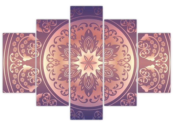Obraz - Mandala na fialovom gradiente (150x105 cm)