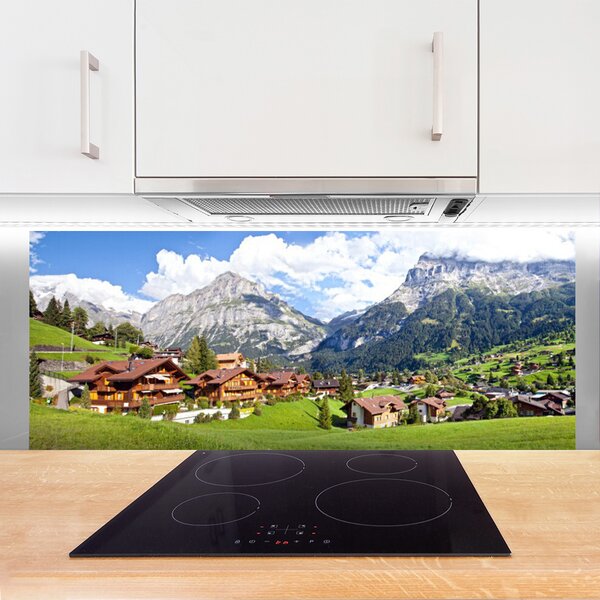 Nástenný panel  Domy hora krajina 125x50 cm