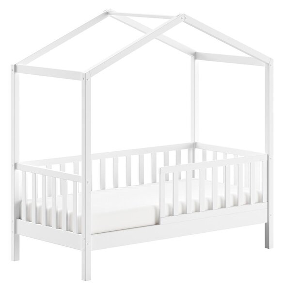 Biela domčeková detská posteľ z borovicového dreva s roštom 70x140 cm DALLAS – Vipack