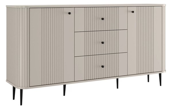 Komoda so zásuvkami Vesper 160 cm na nožičkách - kašmír / čierne nohy