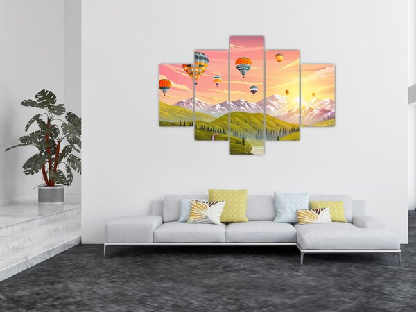 Obraz balónov nad krajinou (150x105 cm)