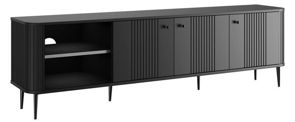 TV skrinka Vesper 3D 187 cm - čierna / čierne nohy