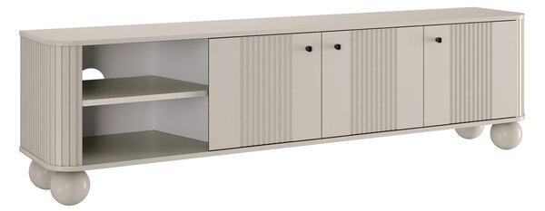 TV skrinka Vesper 187 cm trojdverová - kašmír / čierne úchytky / guľové nohy
