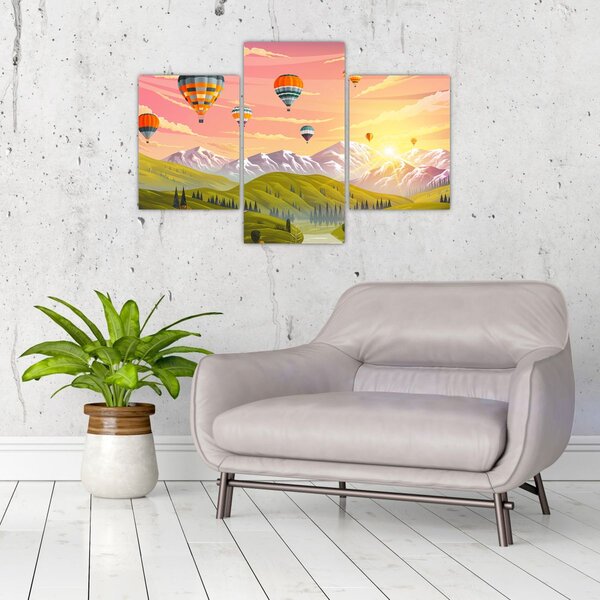 Obraz balónov nad krajinou (90x60 cm)
