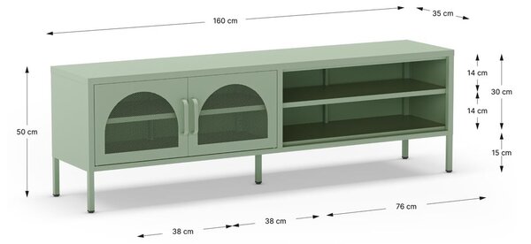 TV stolík v mentolovej farbe 160x50 cm Diora – Marckeric