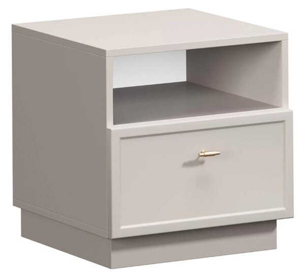 Nočný stolík so zásuvkou Lorini 45 cm - kašmír / zlaté úchytky T-bar