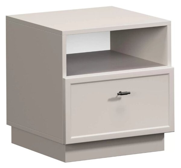 Nočný stolík so zásuvkou Lorini 45 cm - kašmír / čierne úchytky T-bar
