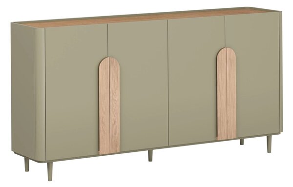 Komoda Amilio 200 cm na nožičkách - eukalyptus / dub baltic dune / úchytky dub prírodný
