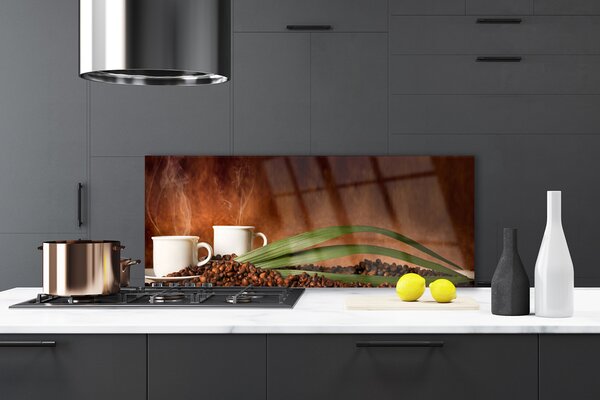 Nástenný panel  Šálky káva zrnká kuchyňa 125x50 cm