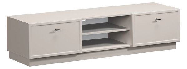 TV skrinka so zásuvkami Lorini 150 cm - kašmír / čierne úchytky T-bar