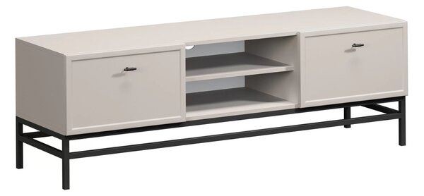 TV skrinka so zásuvkami Lorini 150 cm - kašmír / čierne úchytky T-bar / rám