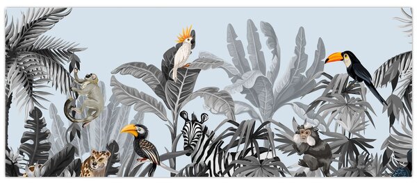 Obraz zvierat v tropickom lese (120x50 cm)
