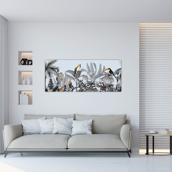 Obraz zvierat v tropickom lese (120x50 cm)