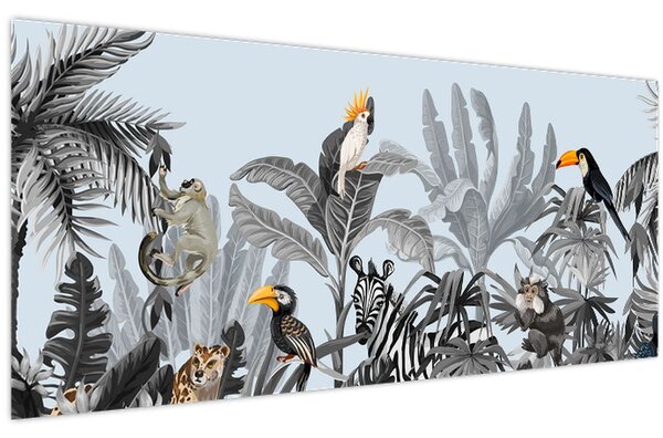 Obraz zvierat v tropickom lese (120x50 cm)
