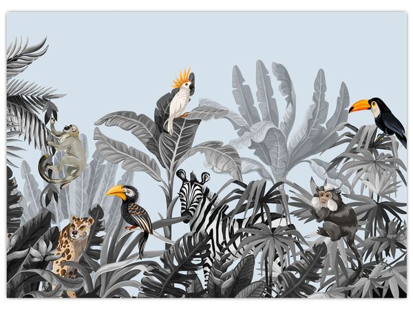 Obraz zvierat v tropickom lese (70x50 cm)