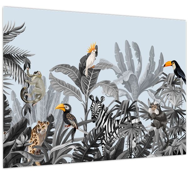 Obraz zvierat v tropickom lese (70x50 cm)