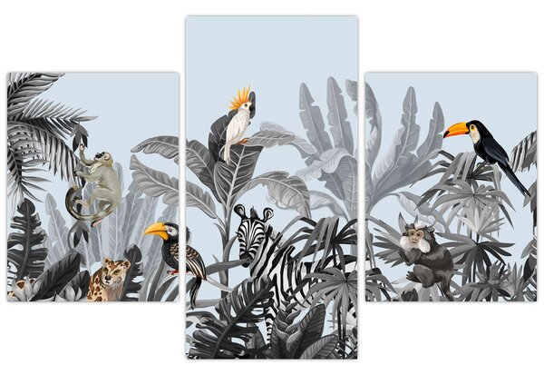 Obraz zvierat v tropickom lese (90x60 cm)