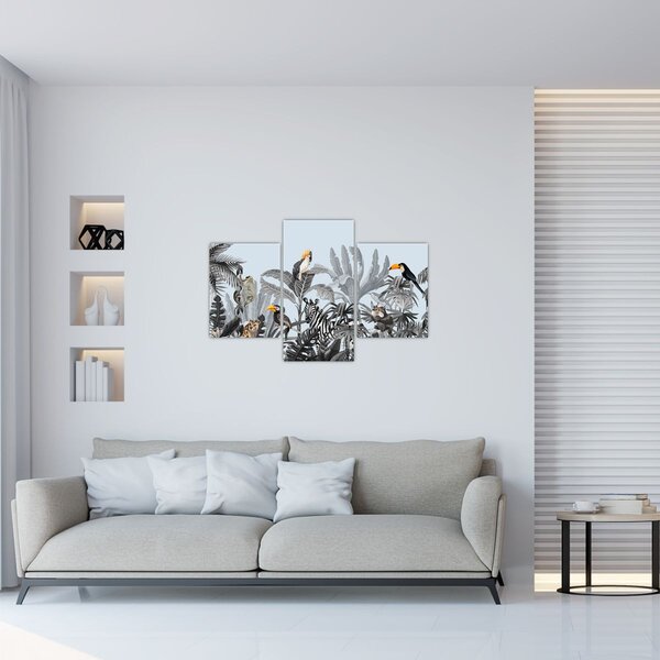 Obraz zvierat v tropickom lese (90x60 cm)