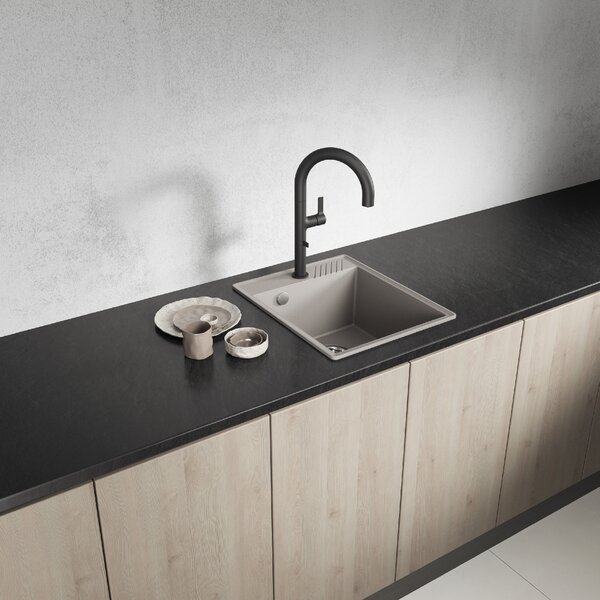 Laveo Hub, 1-komorový granitový drez 394x485x204 mm, béžová, LAV-SPH_410Y