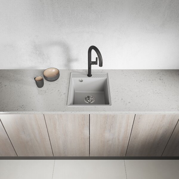 Laveo Hub, 1-komorový granitový drez 394x485x204 mm, šedá, LAV-SPH_510Y