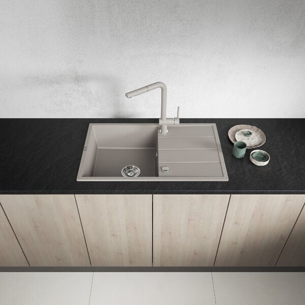 Laveo Wolin, 1-komorový granitový drez 780x480x185 mm, béžová, LAV-SPW_411T
