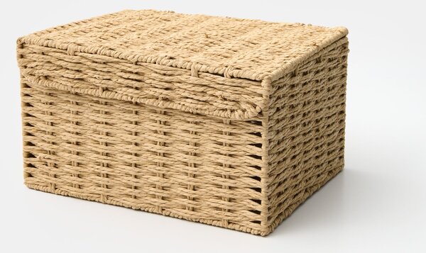 Sinsay - Pletený úložný kôš s vekom - béžová