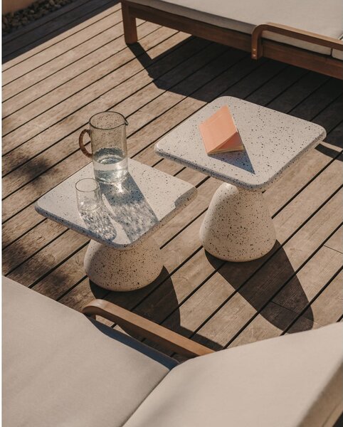 Biely terrazzo konferenčný stolík 48x48 cm Saura – Kave Home