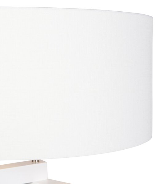 Stojaca lampa trojnožka biela drevo s bielym tienidlom 50 cm - Puros