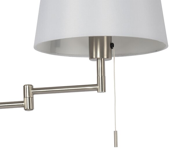 Nástenná lampa z ocele s bielym tienidlom a nastaviteľným ramenom - Ladas Deluxe