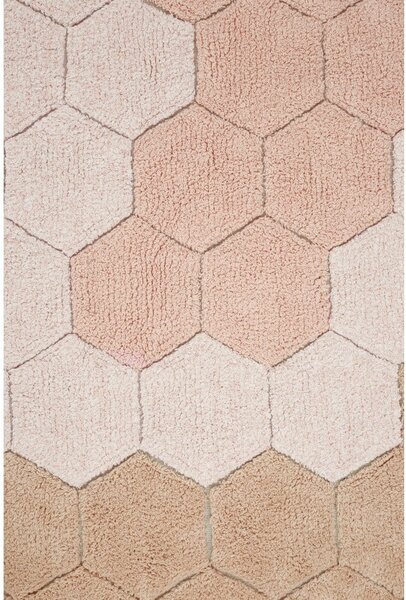 Svetloružový prateľný ručne tkaný bavlnený okrúhly koberec ø 140 cm Honeycomb Rose – Lorena Canals