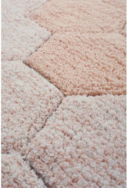 Svetloružový prateľný ručne tkaný bavlnený okrúhly koberec ø 140 cm Honeycomb Rose – Lorena Canals