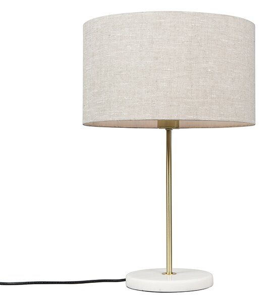 Mosadzná stolová lampa so šedým tienidlom 35 cm - Kaso