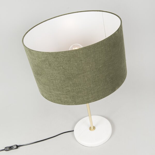 Stolná lampa mosadz s zeleným tienidlom 35 cm - Kaso