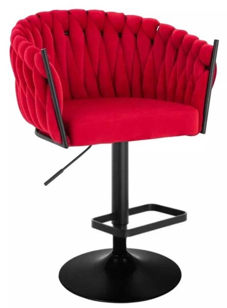 LuxuryForm DESIGN Barová stolička NORDEN VELUR na čiernom tanieri - červená