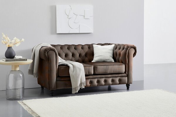 SEDAČKA CHESTERFIELD, drevo, textil, hnedá, čierna Xora - Sedačky
