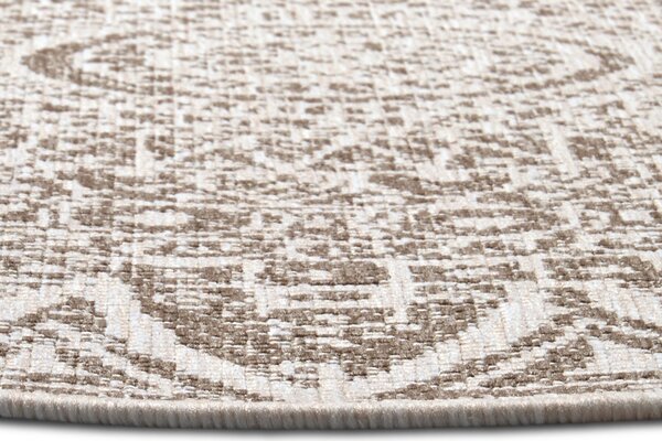 MK Original: Produkty s rodokmenem , Kusový koberec Mojkoberec Original Nora 105453 Linen kruh – na von aj na doma, 140x140 (priemer) kruh, hnedá, chodba / predsieň