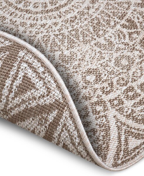 MK Original: Produkty s rodokmenem , Kusový koberec Mojkoberec Original Nora 105453 Linen kruh – na von aj na doma, 140x140 (priemer) kruh, hnedá, chodba / predsieň