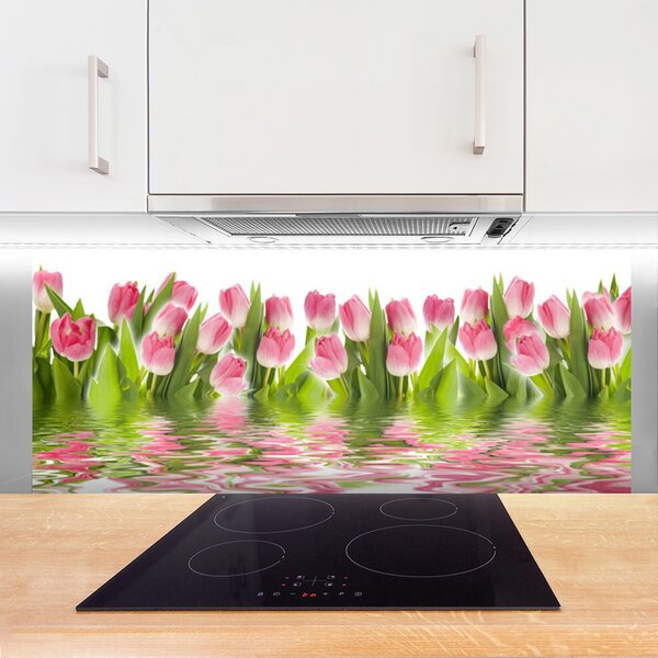 Sklenený obklad Do kuchyne Tulipány rastlina príroda 125x50 cm