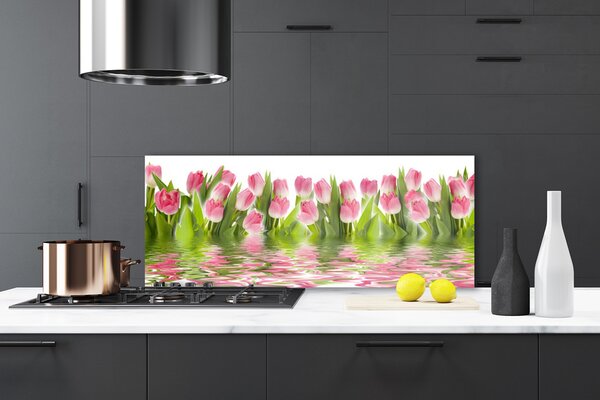 Sklenený obklad Do kuchyne Tulipány rastlina príroda 125x50 cm