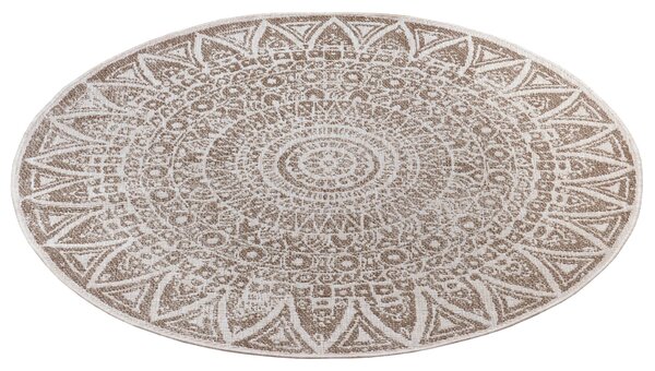 MK Original: Produkty s rodokmenem , Kusový koberec Mojkoberec Original Nora 105453 Linen kruh – na von aj na doma, 140x140 (priemer) kruh, hnedá, chodba / predsieň