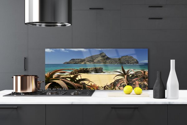 Sklenený obklad Do kuchyne Pláž more skala príroda 125x50 cm