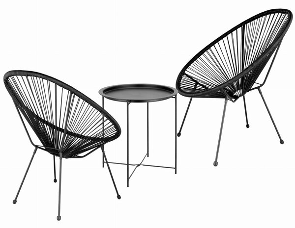 Dekorstudio Záhradný set Acapulco 2 stoličky + 1 stolík – čierny
