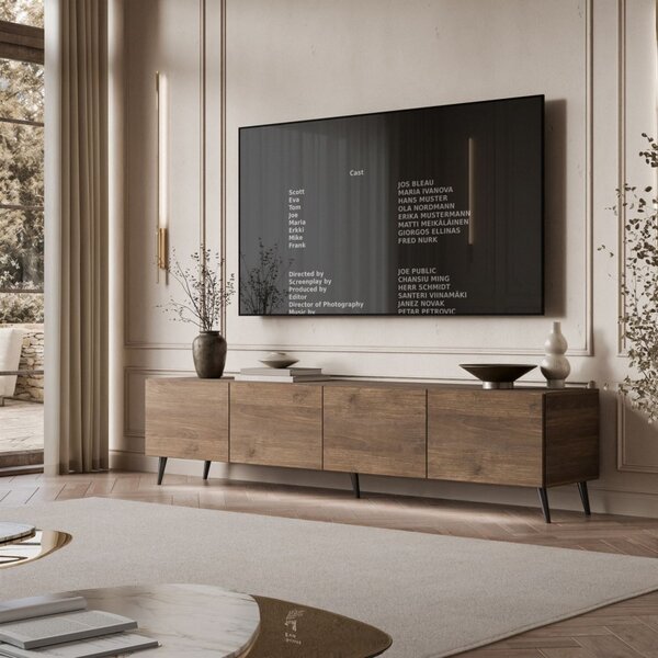 TV STOLÍK ELEGANTE 3 ORECH + ČIERNE NOŽIČKY 200 cm